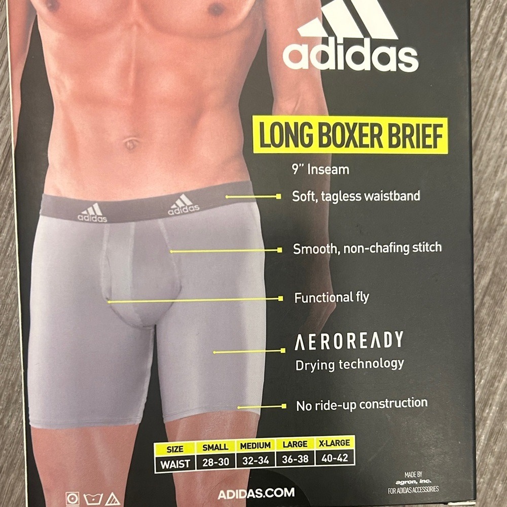 Adidas Mens 3 Pack Black Performance Boxer Briefs Size S Quick Dry Aeroready - Picture 3 of 3